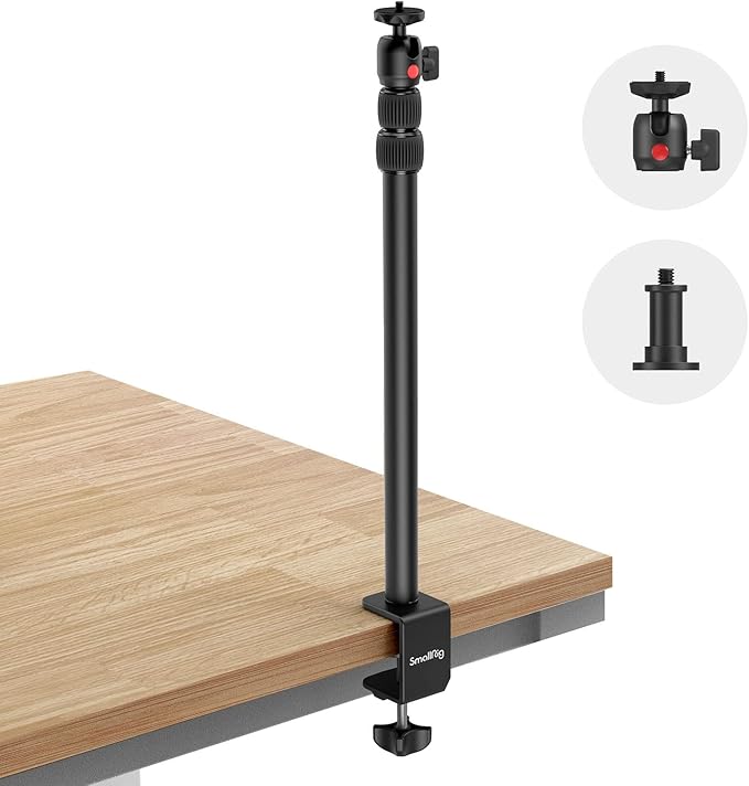 SmallRig Camera Desk Mount Table Stand, Adjustable Light Stand 15"-35", Tabletop C Clamp for DSLR Camera, Ring Light, Live Streaming, Photo Video Shooting by SmallRig