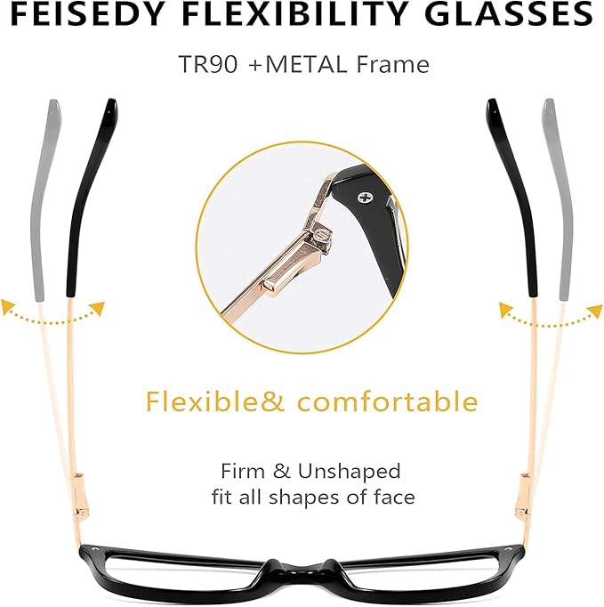 FEISEDY Blue Light Blocking Glasses Computer Glasses Women Men Cateye TR90 Frame B2772