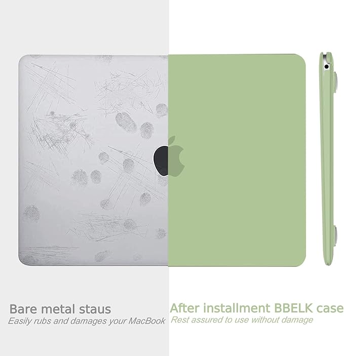 B BELK Compatible with MacBook Air 13 inch Case M1 2022 2021 2020 2019 2018 A2337 A2179 A1932, Matte Plastic Hard Shell+Keyboard Cover+Screen Protector for MacBook Air 13.3 inch Case, Avocado Green