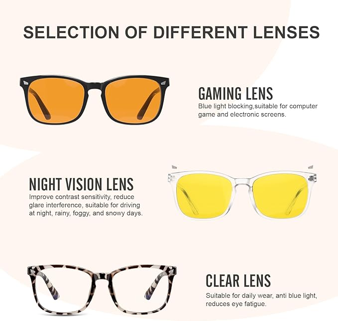 hunsquer Blue Light Glasses for Woman/Men Computer Blue Light Glasses