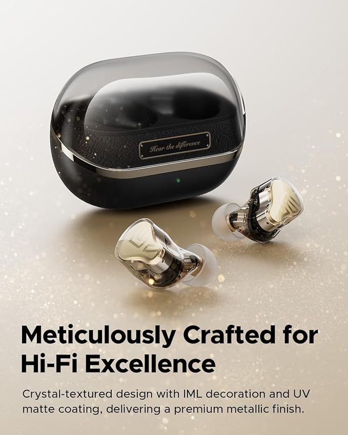 SoundPEATS H3 Hi-Res Wireless Bluetooth Headphones with LDAC, aptX Lossless, Triple Units (1DD+2BA), 55dB Active Noise Cancellation, 6 AI Microphones, Transparent Mode, BT5.4, APP, 37H, IPX5