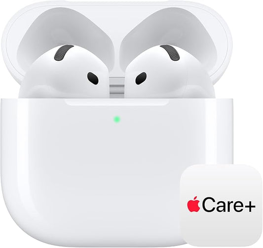 Apple AirPods 4 Wireless Earbuds, Bluetooth Headphones, Personalized Spatial Audio, Sweat and Water Resistant, USB-C Charging Case, H2 Chip, Up to 30 Hours of Battery Life with AppleCare+ (2 Years)