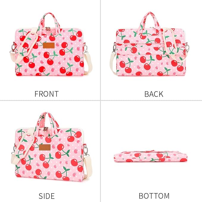 canvaslife Patten Waterproof Laptop Shoulder Messenger Bag Case Sleeve for 14 Inch 15 Inch Case Laptop Briefcase 15.6 Inch (Cherry)