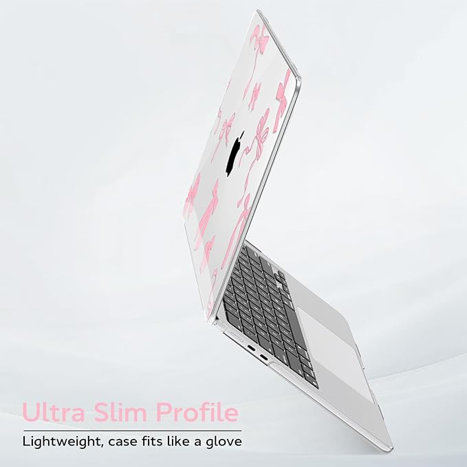 B BELK Compatible with MacBook Air 13 inch Case M5 2026 2025 2024-2022 M4 M3 M2 A3449 A3240 A3113 A2681, Plastic Hard Shell+Keyboard Cover+Screen Protector for MacBook Air 13.6 inch Case,Baby Pink Bow