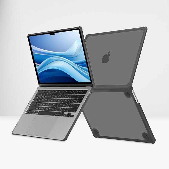 MOSISO Compatible with MacBook Air 13 inch Case M5 2026 M4 2025 M3 M2 2024-2022 A3449 A3240 A3113 A2681,3 in 1 Kit Crack-Resistant Heavy Duty Protective Plastic Hard Case with TPU Bumper, Smoke Gray