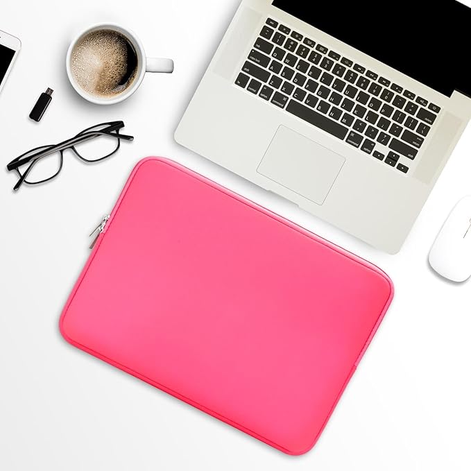 RAINYEAR 13 Inch Laptop Sleeve Compatible with 13.3" MacBook Air/Pro M1 M2 M3 M4 M5 A3449 A3240 A3113 A2681 A2338 Carrying Computer Bag Protective Cover Case(Bright Pink)