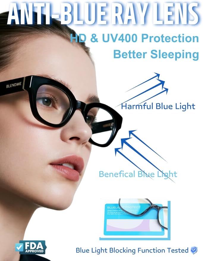 Overzied Square Blue Light Glasses for Woman Man Anti Glare Reduce Eyestrain for Gaming/Computer/Screen