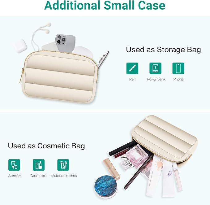 MOSISO Laptop Case 13.3 inch,13-13.3 inch Puffy Laptop Sleeve Compatible with MacBook Air 13.6 M5 M4 M3 M2 M1/Neo/Pro 13/14,HP Dell ASUS Lenovo,Polyester Horizontal Bag with Small Case, Starlight