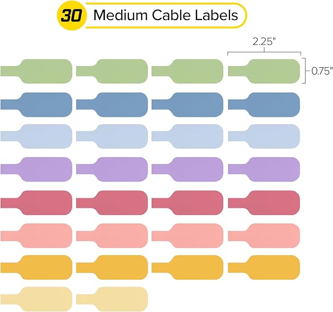 Wrap-It Storage Cable Labels - Medium, Macaron (30-Pack) - Write On Cord Tags for Wire Management and Identification - Image 4