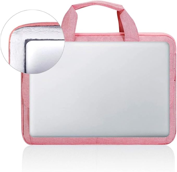 LANDICI Laptop Bag Case 13 14 inch with Shoulder Strap, Slim Waterproof Computer Sleeve Cover Compatible with MacBook Air 13/13.6 M1 M2 M3 M4, MacBook Pro 13/14, Chromebook 14, Pink