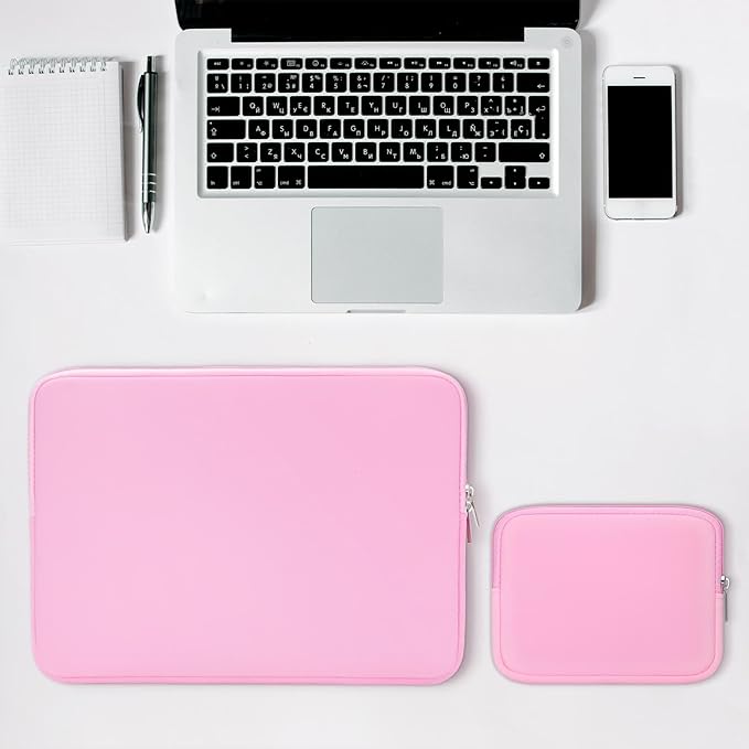 RAINYEAR 15.6 Inch Laptop Sleeve Protective Case Soft Carrying Zipper Bag Cover with Accessories Pouch, Compatible with 15.6" Notebook Computer Chromebook (Pink)