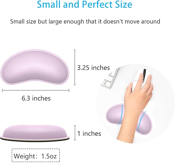 Dapesuom Mouse Wrist Rest, Ergonomic Memory Foam Mouse Wrist for Computer Desk Mats Support, PU Leather Hand Rest Pad Cushion for Gaming, Laptop, Men, Women, Pain Relief & Easy Typing, Queen Pink