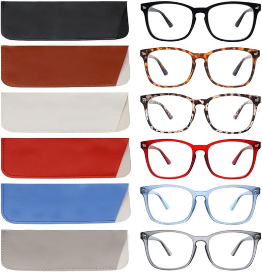 VIDEBLA 5 Pack Blue Light Blocking Reading Glasses,Spring Hinge Readers for Women Men,Anti UV Ray Filter Nerd Eyeglasses