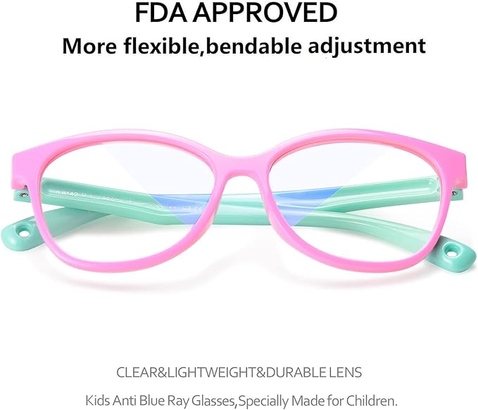 Blue Light Glasses for Kids Girls Boys with Cute Car Case, UV400 Protection, Anti Blue Ray Age3-12
