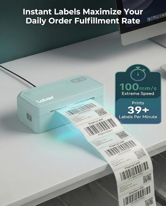 Labeer Bluetooth Thermal Label Printer, 4x6 Wireless Label Printer for Shipping Packages, Small Business Office or Home, Compatible with Windows, Mac, Android, iOS, Shopify, Ebay, Etsy, UPS