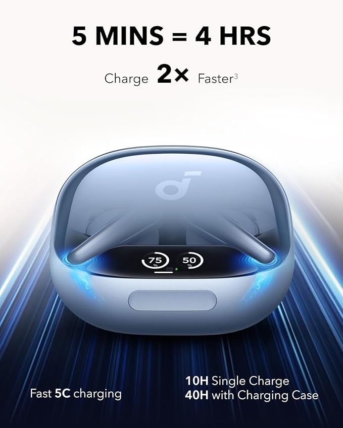 Soundcore Liberty 4 Pro by Anker, Noise Cancelling Wireless Earbuds, 7-Sensor and Real-Time Adaptive Noise Cancelling, 2× Faster Charging, Studio-Level Hi-Fi Music, Clear Calls with 6 Mics and AI