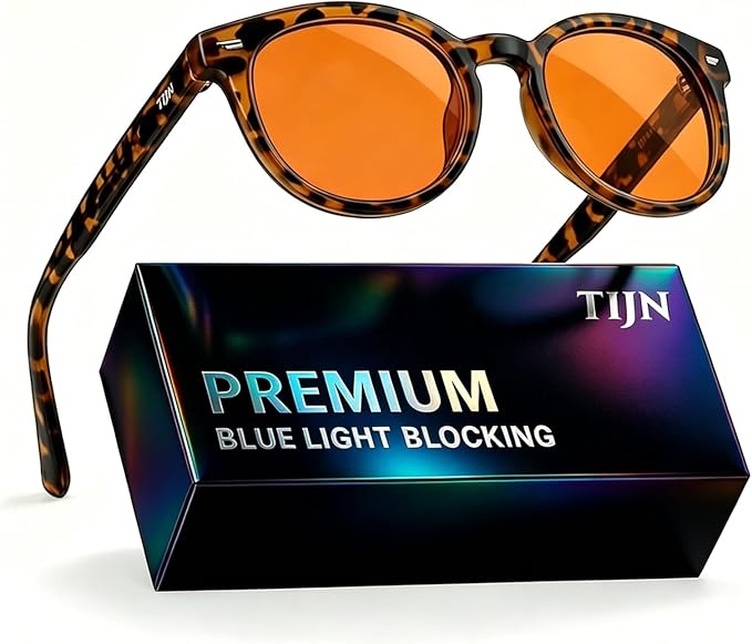 TIJN Blue Light Blocking Glasses Men Women Vintage Thick Round Rim Frame Eyeglasses