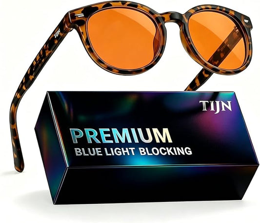 TIJN Blue Light Blocking Glasses Men Women Vintage Thick Round Rim Frame Eyeglasses