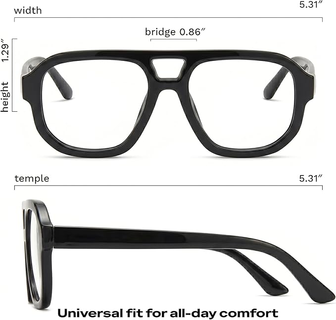 livho Retro Aviator Blue Light Blocking Glasses for Women Men with Soft Case, Trendy Rectangle Computer Eyeglasses