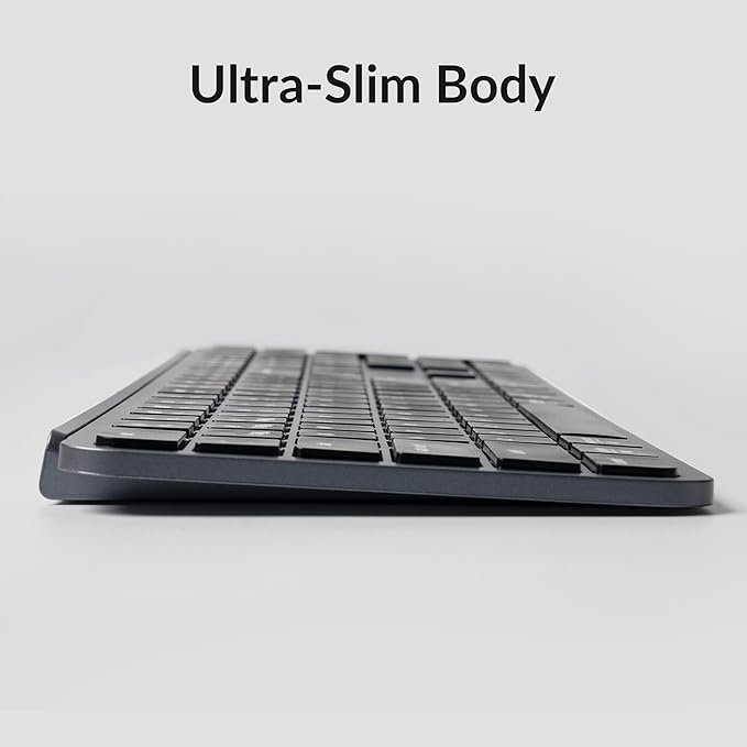 Keychron B6 Pro Ultra-Thin Wireless Keyboard, Full-Size ZMK with Numeric Keypad Quiet Typing, 2.4 GHz/Bluetooth 5.2/Wired Connection Long Battery Life, Compatible with Mac Windows Linux - Space Gray