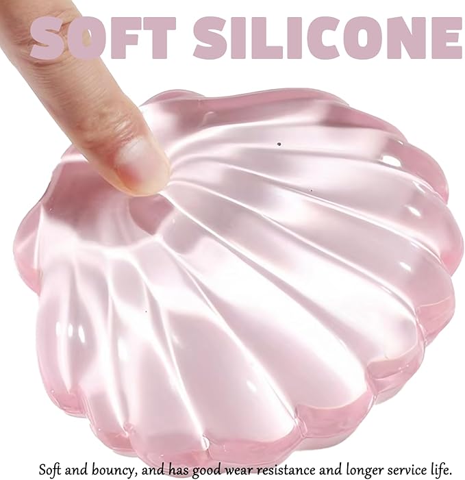 Gel Wrist Rest for Keyboard and Mouse Pink Transparent Shell Keyboard Wrist Rest Ergonomic Cute Pink Clear Cool Seashell Mouse Wrist Pad Silicone Non-Slip Support for Computer Gaming Home Office