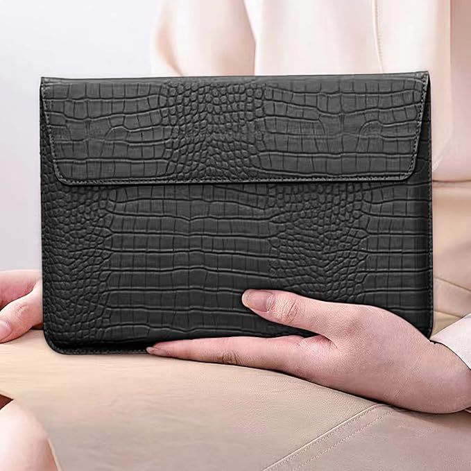PU Leather Flap Style Case Laptop Sleeve for MacBook Neo 13 A3404 Air 13.6 inch 2026-2022 M5 A3449 M4 A3240 M3 A3113 M2 A2681 Air 13 2018-2021 Notebook Bag for Mac Pro 13 2016-2022, Black