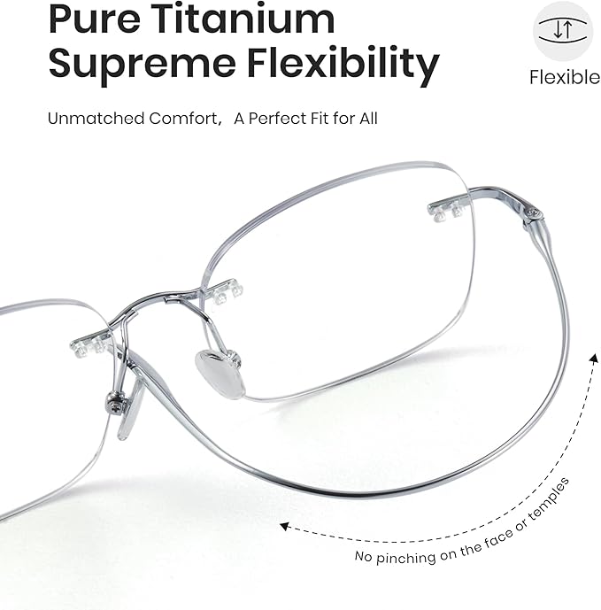 Cyxus Titanium 9.5g Blue Light Glasses for Men Frameless Rimless Glasses UV protection Eyeglasses