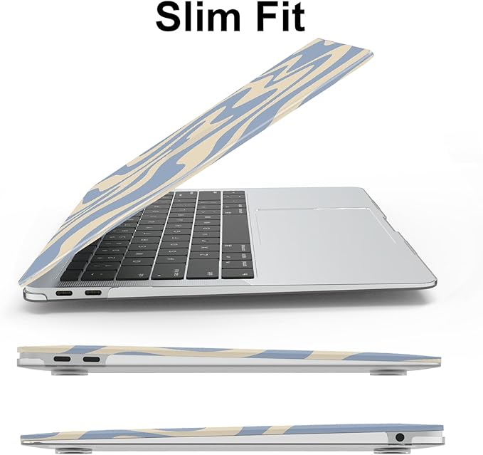 AKIT Compatible with MacBook Air 13 Inch Case 2022-2020 2019 2018 M1 A2337 A2179 A1932, Uniqu Pattern Laptop Hard Shell Case+Screen Protector+Keyboard Cover for MacBook Air 13.3 Inch 2020, Blue Wave