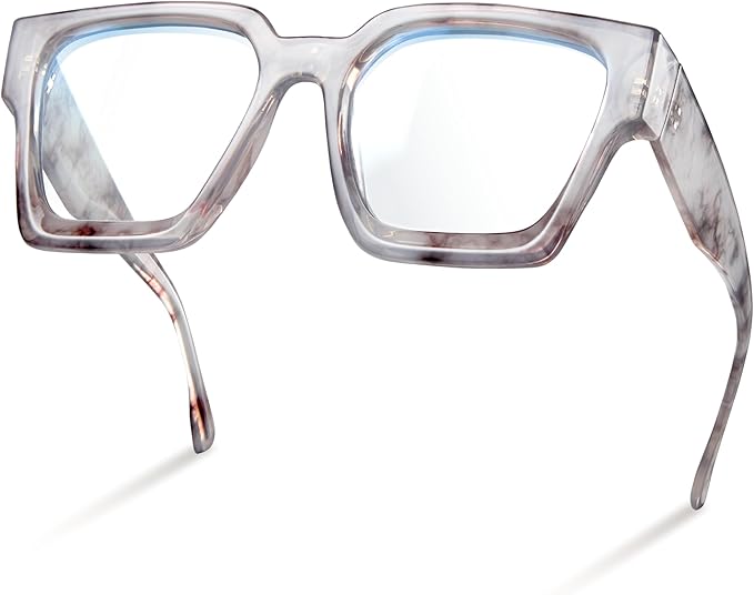 livho Oversized Eyewear Frame for Woman and Men - Rectangle Fashion Glasses for Computer, Chic Preppy Frame