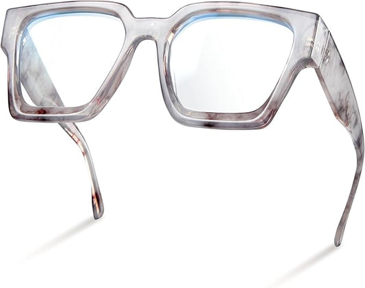 livho Oversized Eyewear Frame for Woman and Men - Rectangle Fashion Glasses for Computer, Chic Preppy Frame