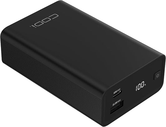 CODi 65W Laptop Power Bank, 20,000mAh Portable Charger with USB-C and USB-A Ports | Fast Charging for Laptops and Devices