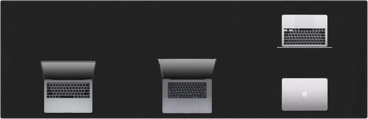 Cacoy Leather Desk Mat, 70.8"x24" Extended Mega Size Professional Computer Desk Pad for Full Desk, Super Large XXXL Desktop Cover Protector for Home and Office, Waterproof Leather Desk Blotter (Black)