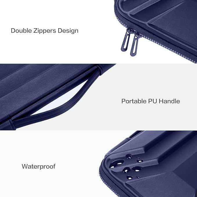 MOSISO 15-16 inch Laptop Hard Case, 15.6 inch Waterproof Shockproof Computer Bag Compatible with MacBook HP Dell, Symmetrical Trapezoid EVA Carrying Laptop Sleeve Hard Shell with Handle, Navy Blue
