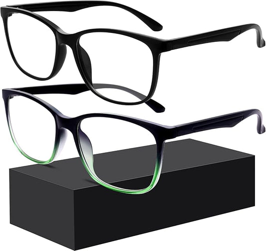 Oilway Blue-Light Blocking Glasses Computer Reading/Gaming/TV/Phones Glasses Fashion Anti Eyestrain Glasses for Women Men（C6 Black + Gradientgreen）