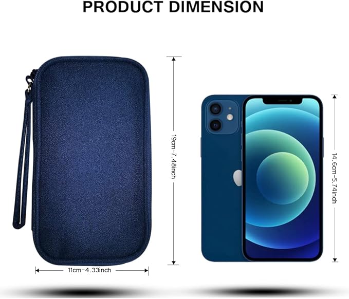 Electronics Organizer Bag Pouch Cable Charger Case Travel Shockproof Cord Carrying Case for Earphone Powerbank USB Hard Drive SD Card (Navy)