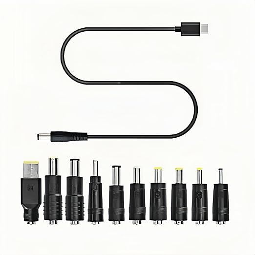 Starlink mini USB C Power Cord, Starlink mini Accessories USB C Input to DC 20V Output Power Cable with 10 Connector Converter Tips, Work with 65W+ PD Power Bank (3.3FT)