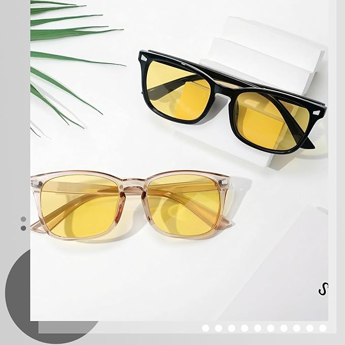 Polarized Sunglasses for Women Men, Night Driving Glasses Anti Glare Yellow Lens UV 400 for Day Night Use