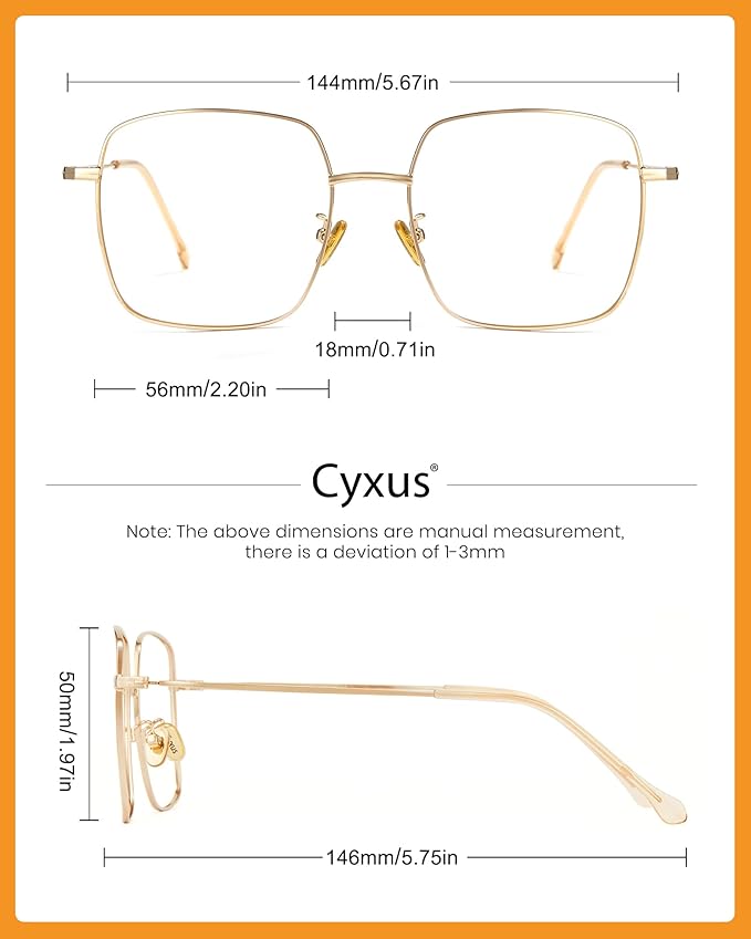 Cyxus Blue Light Glasses for Men and Women, Round Metal Frame Computer Eyeglasses for Office, Gaming, Reading 8090