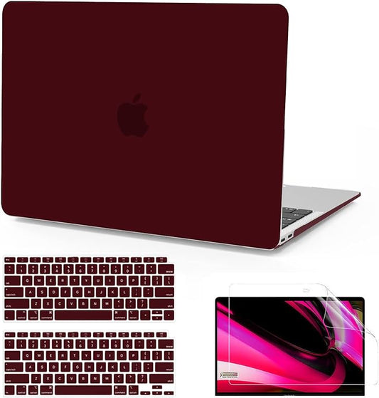 B BELK Compatible with MacBook Air 13 inch Case 2022 2021 2020 2019 2018 A2337 M1 A2179 A1932, Matte Plastic Hard Shell+Keyboard Cover+Screen Protector for MacBook Air 13.3 inch Case, Marsala Red