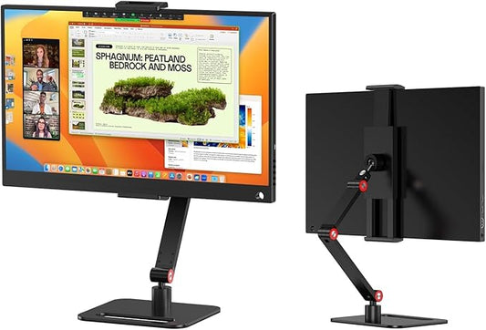 UPERFECT Adjustable Tablet Stand, 360° Swivel & 180° Tilt, Foldable Arm Holder for 4.7–9.87'' Telescopic Clamp, Compatible with ≤18.5'' Monitor/iPhone/iPad/Tablet, Aluminum Alloy, Black