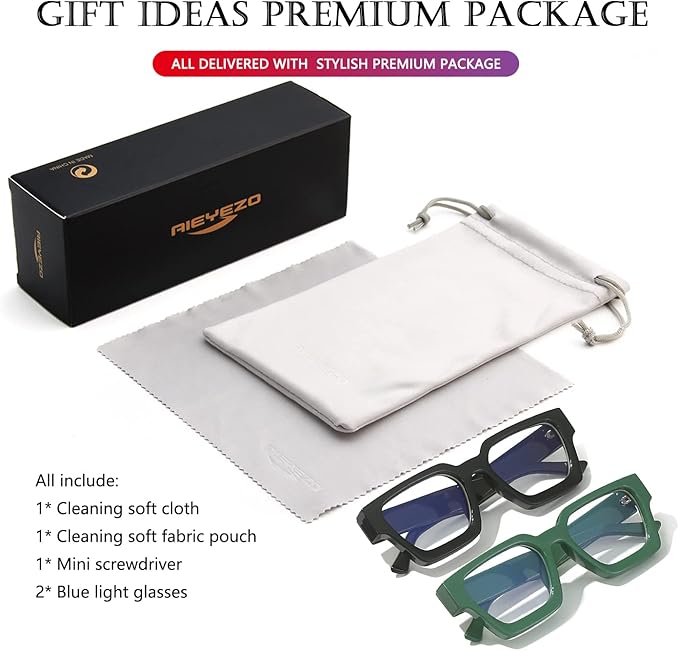 AIEYEZO Square Thick Frame Glasses for Women Men Fashion Blue Light Glasses Trendy Chic Computer Eyeglasses