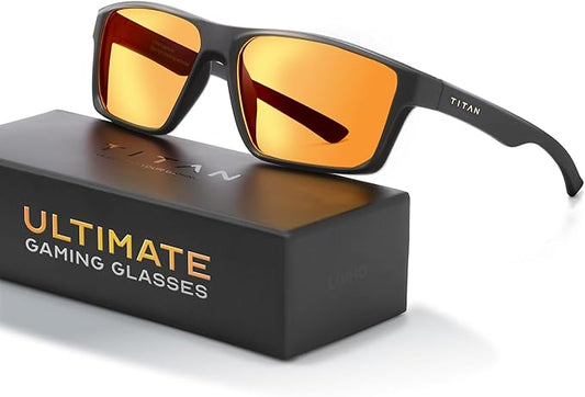 Titan Gaming Glasses, Blue Light Blocking, Night Driving Glasses for Men, Computer Protection, Gift for Gamers
