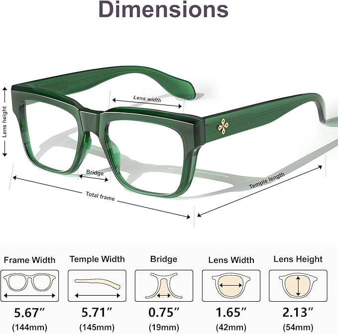 VISOONE TR90 Square Blue Light Blocking Glasses Fashion Computer Eyewear for Women and Men RANDI