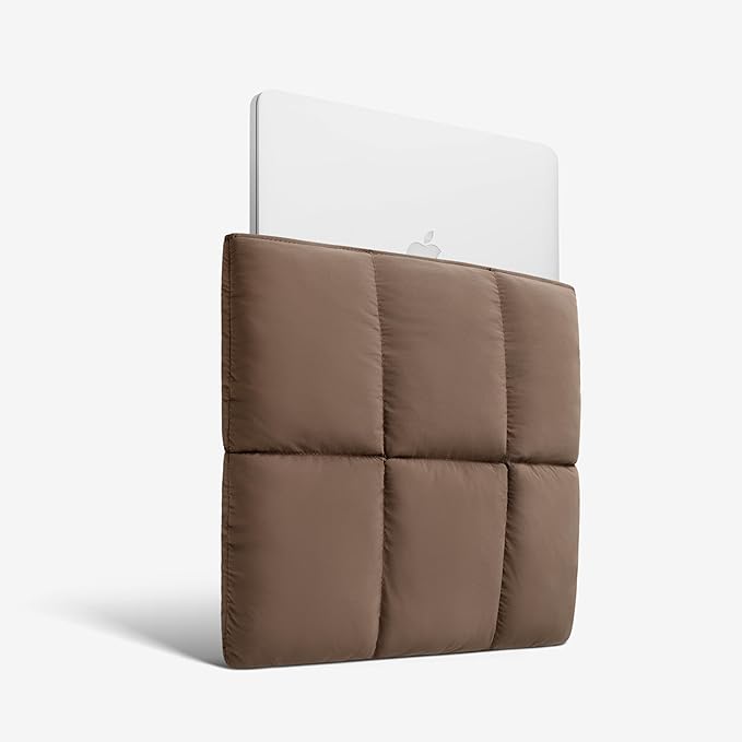 Comfyable Puffy Laptop Sleeve 13 Inch 14 Inch, Quilted Puffer Laptop Carrying Case for Women, Pillow Case Compatible with MacBook Air/Pro M5 M4 M3 M2 Pro/Max 2026, 13" MacBook Neo A18, Mocha Brown