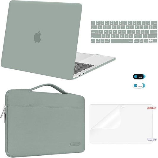 MOSISO Compatible with MacBook Pro 13 inch Case M2 2026, 2025, 2024-2016 A2338 M1 A2251 A2289 A2159 A1989 A1708 A1706, Plastic Hard Case&Bag&Keyboard Skin&Webcam Cover&Screen Protector, Antique Green