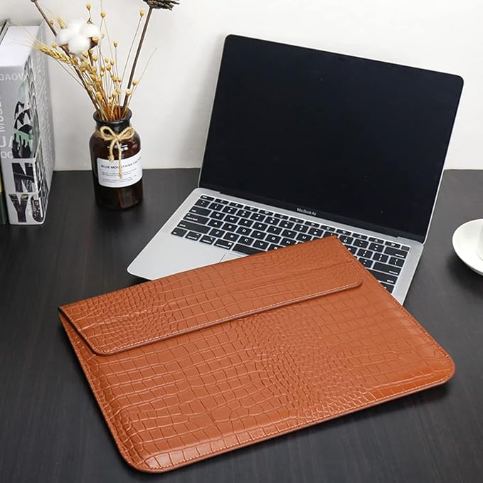Laptop Sleeve with Stand, PU Leather Flap Style Case Bag for MacBook Neo 13 A3404 Air 13.6 inch M5 A3449 M4 A3240 M3 A3113 M2 A2681 2026-2022 Air 13 2018-2021 Pro 13 A2338 2016-2022, Brown