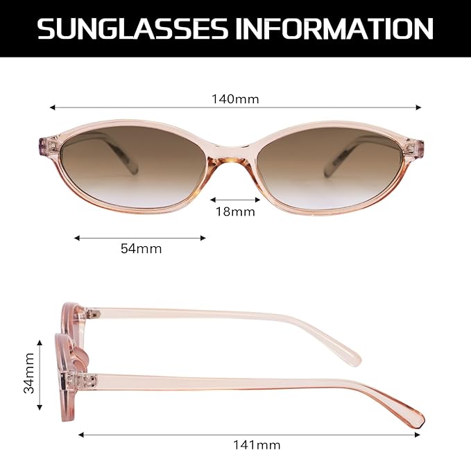 GUVIVI Retro Oval Sunglasses for Women Chic Cat Eye 90s Sunnies Lightweight Narrow Shades Trendy UV protection Sun Glasses