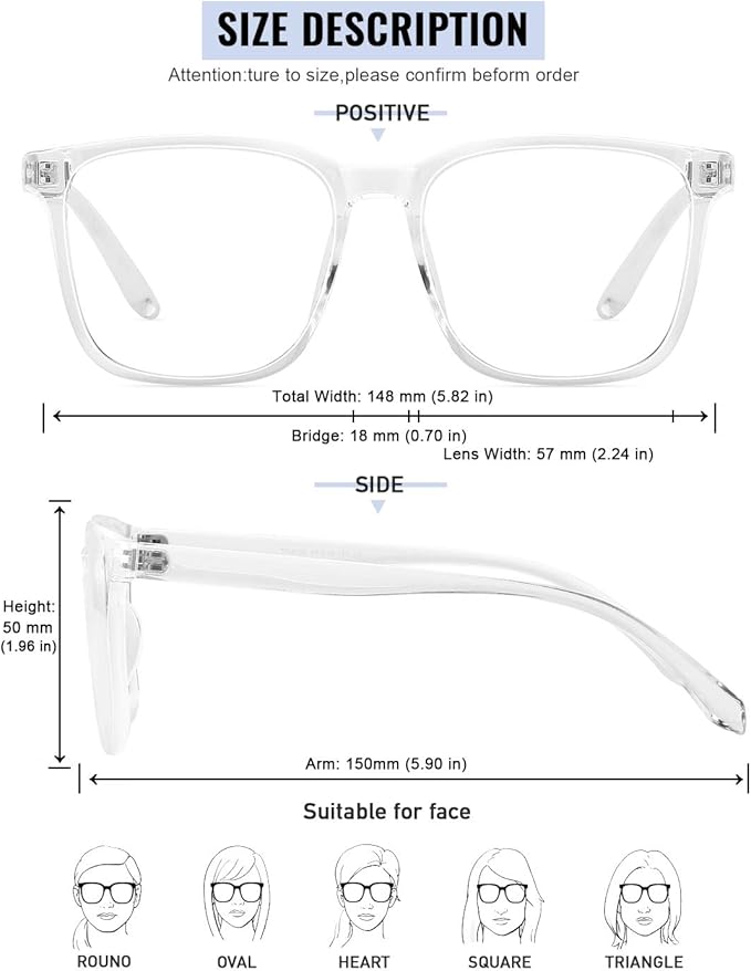 TEAPLMTT Blue Light Blocking Glasses Oversized Square Computer Glasses Anti Blue Light for Women Men