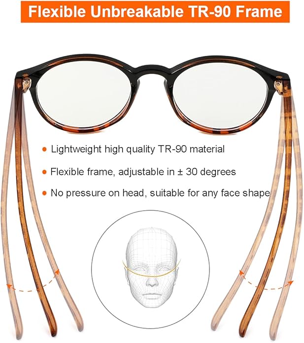 Gleyemor Blue Light Glasses for Men Women, Vintage Round Frame Computer Eyeglasses