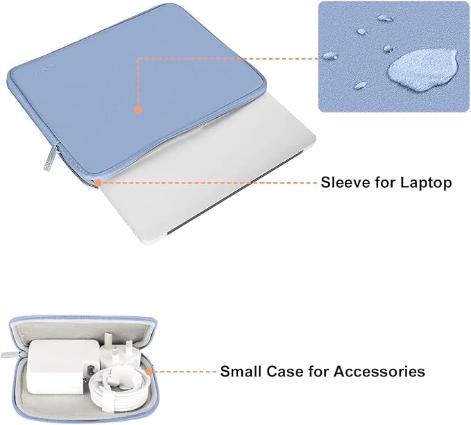 MOSISO Laptop Case 13 inch, 13 inch Laptop Sleeve Bag Compatible with MacBook Air M5 M4 M3 M2 M1 2026-2018 / Neo/Pro M2 M1 2026-2016, Neoprene Computer Sleeve Bag with Small Case, Serenity Blue